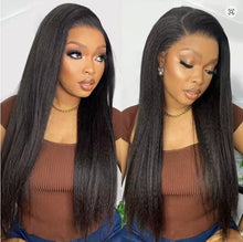 Load image into Gallery viewer, Kinky Straight Human Hair Wigs with HD Lace Front Yaki Straight Frontal Lace Wig