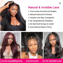 Load image into Gallery viewer, Kinky Straight Human Hair Wigs with HD Lace Front Yaki Straight Frontal Lace Wig