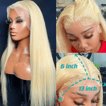 Load image into Gallery viewer, #613 Blonde 13x6 Straight Lace Frontal Human Hair Wig