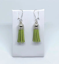 Load image into Gallery viewer, Lime Green Tassle Earrings