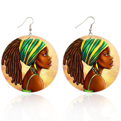 Wooden Drop Earrings African Ethnic Natural Hair