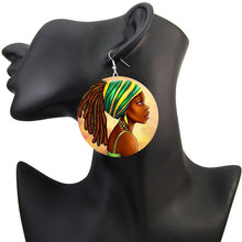 Load image into Gallery viewer, Wooden Drop Earrings African Ethnic Natural Hair